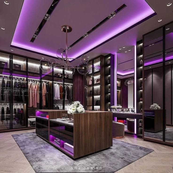 Dressing suite featuring smart glass wardrobes