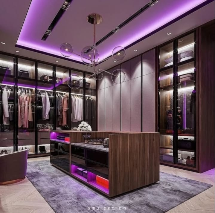 Dressing suite featuring smart glass wardrobes